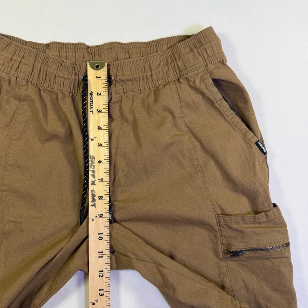 Tony Hawk Mens Khaki Brown Ripstop Cargo Shorts Elastic Waist Size Medium‎